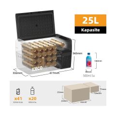 ICECO MCD25B 12/24Volt 25 Litre Kompresörlü Oto Buzdolabı/Dondurucu + Buz Kaseti