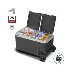 ICECO MCD75D 12/24V 75 Litre Kompresörlü Çift Bölmeli Tekerlekli Outdoor Oto Buzdolabı/Dondurucu