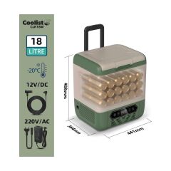 Coolist CLK18W 12/24Volt/ 220Volt 18 Litre Kompresörlü Tekerlekli Outdoor Oto Buzdolabı