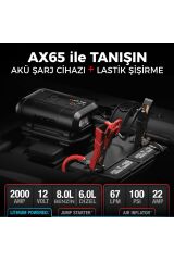 NOCO AX65 12V Lityum 2000Amp Akıllı Akü Takviye + Pompa + Powerbank + Led Lamba