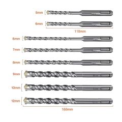 CAT DA03901 10 Parça Tungsten Karbür SDS-Plus Beton Matkap Uç Seti