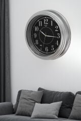 Galaxy Premium Duvar Saati Gri Kasa Gri Çerçeve Rakamlı 45 Cm.