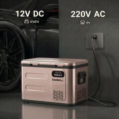 Coolist CLK40D 12/24V/220Volt 39 Litre Çift Bölmeli Outdoor Kompresörlü Bluetooth Bağlantılı Oto Buzdolabı