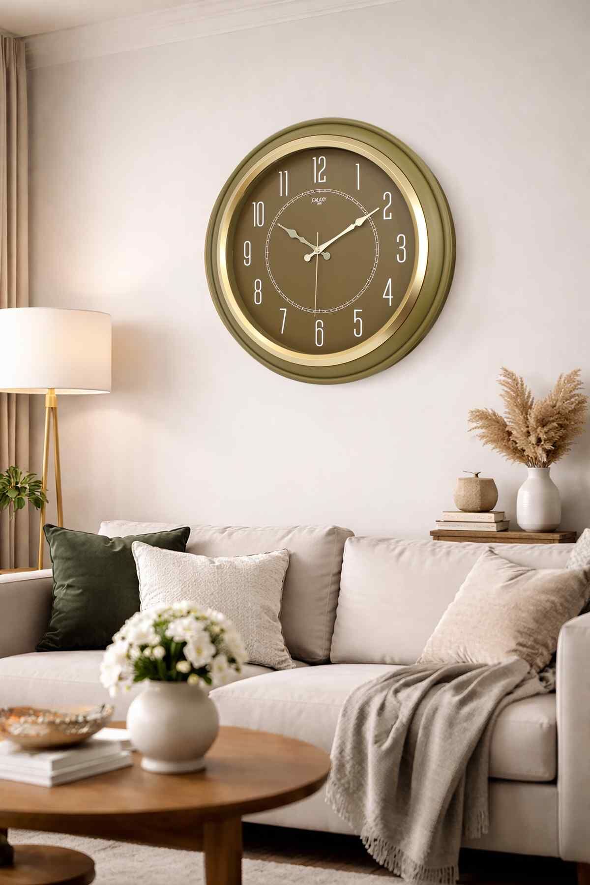 Galaxy Dekoratif Yeşil Kasa Gold Çerçeve 44.5 cm Duvar Saati