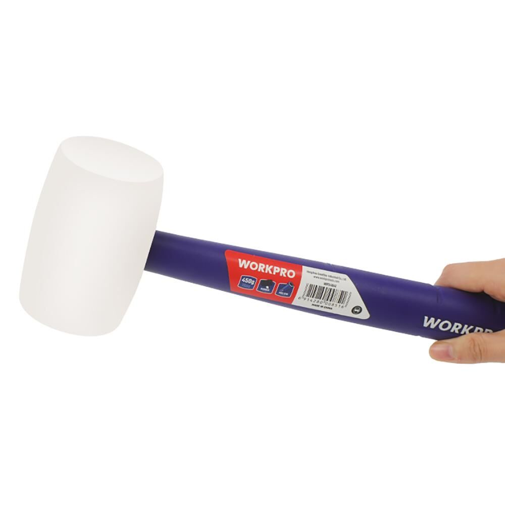 WORKPRO WP241040 57mm 450Gr PVC PP Saplı Beyaz Kauçuk Tokmak