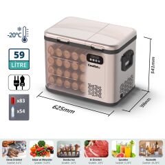 Coolist CLK60D 12/24V/220Volt 59 Litre Çift Bölmeli Outdoor Kompresörlü Bluetooth Bağlantılı Oto Buzdolabı