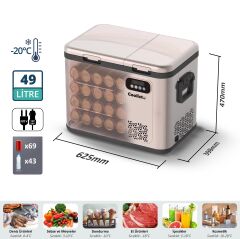 Coolist CLK50D 12/24V/220Volt 49 Litre Çift Bölmeli Outdoor Kompresörlü Bluetooth Bağlantılı Oto Buzdolabı