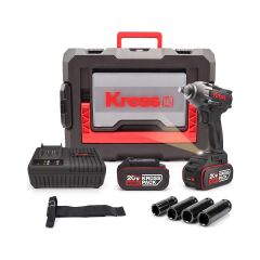 Kress KUB30.2SET 20Volt/4.0Ah. Li-ion Çift Akülü 300Nm Kömürsüz Profesyonel Şarjlı Somun Sıkma + 4 Parça Derin Lokma Seti