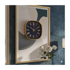 Galaxy Dekoratif Duvar Saati Gold Çerçeve Lacivert Kadran Gold Rakamlı 31 Cm.