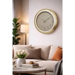 Galaxy Dekoratif Gold Kasa Krem Çerçeve 44.5 cm Duvar Saati