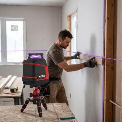 KOBB KBL30P 3.7V Li-ion Yatay 360° ve Dikey Otomatik Hizalamalı Mor Işık Profesyonel Lazer+Tripod