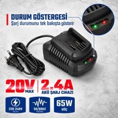 WORKPRO WP396000 20Volt 2.4A/Saat Li-ion Profesyonel Hızlı Akü Şarj Cihazı