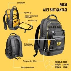 CAT DA981023 20'' 2+1 Bölmeli PVC Tabanlı Ağır Hizmet Bez Alet Sırt Takım Çantası
