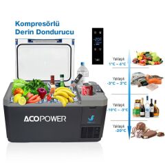 Acopower V18 12/24/220Volt 18Litre Kompresörlü Outdoor Oto Buzdolabı (Akü Dahil Değildir)