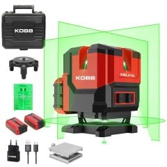 KOBB KBL41G 30Metre 4x90⁰/1x360⁰ Otomatik Hizalamalı Li-ion Çift Akülü Profesyonel Yeşil Çapraz Çizgi Lazer Distomat