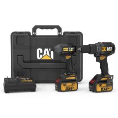 CAT DX12K.2 18Volt/4.0Ah Li-ion Çift Akülü Kömürsüz Profesyonel Şarjlı Darbeli Matkap + DX71.2 Kömürsüz Darbeli Tornavida Kombo Set