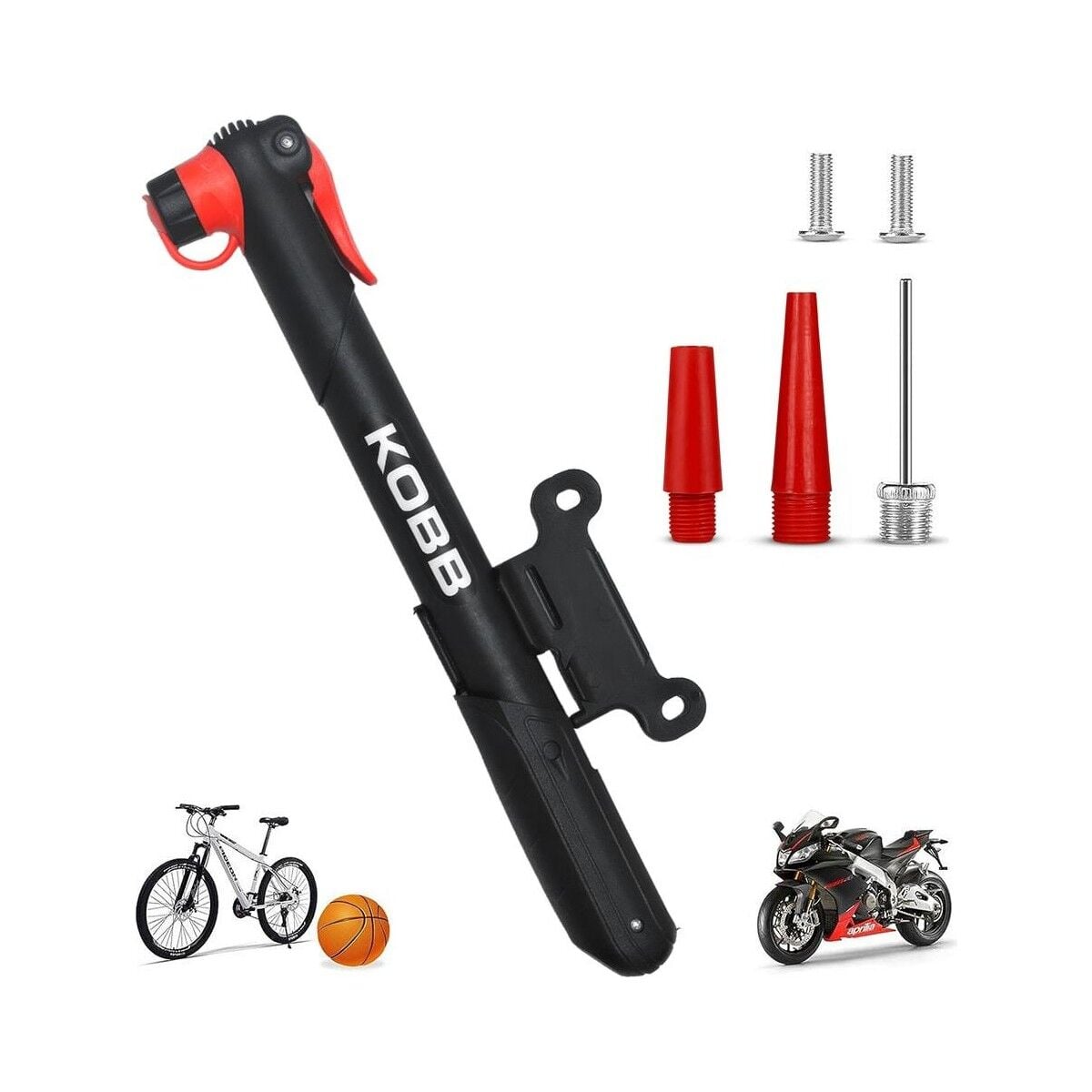 KOBB KB21 87 PSI Bisiklet Lastik Şişirme Taşınabilir Mini El Pompası + Bisiklet Montaj Aparatı