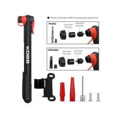 KOBB KB21 87 PSI Bisiklet Lastik Şişirme Taşınabilir Mini El Pompası + Bisiklet Montaj Aparatı
