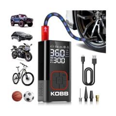 KOBB KB412 Li-ion Şarjlı 150 PSI Dijital Göstergeli Akıllı Lastik Şişirme Pompası+ Powerbank + SOS + Led Lamba