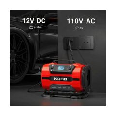 KOBB KB301 12Volt 220Volt 150 PSI Ayarlanabilir Dijital Basınç Göstergeli Lastik ve Yatak Şişirme Pompası
