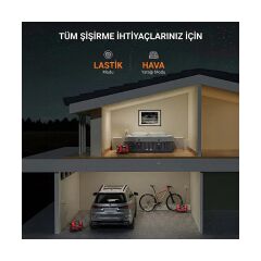 KOBB KB301 12Volt 220Volt 150 PSI Ayarlanabilir Dijital Basınç Göstergeli Lastik ve Yatak Şişirme Pompası