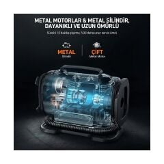 KOBB KB301 12Volt 220Volt 150 PSI Ayarlanabilir Dijital Basınç Göstergeli Lastik ve Yatak Şişirme Pompası