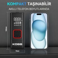 KOBB KB426 12V / Şarjlı Li-ion 150 PSI Dijital Göstergeli Akıllı Lastik Şişirme Pompası+ Powerbank + SOS + Led Lamba