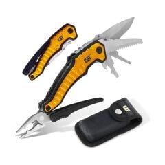 CAT DA980045 9 IN 1 Çok Fonksiyonlu Katlanabilir 27CM Paslanmaz Çelik Sarı Kamp Çakısı Bıçağı + Taşıma Kılıfı