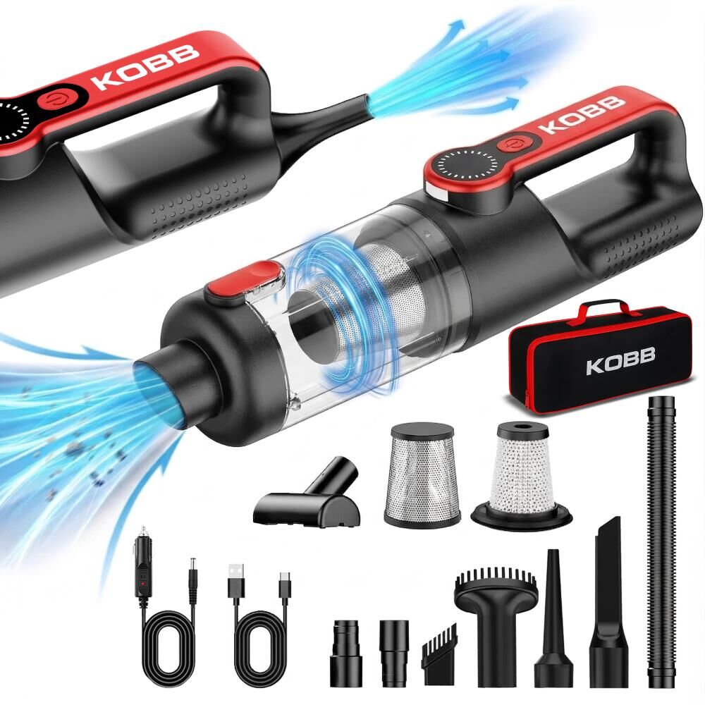 KOBB KBV20 12Volt/ Li-ion Şarjlı Kömürsüz Motor Hibrit Araç Süpürgesi + 8 Parça Aksesuar Seti + Taşıma Çantası