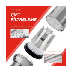 KOBB KBV20F 12V/Şarjlı Hibrit Araç Süpürgesi İçin Yedek HEPA+Çelik Filtre