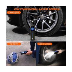 Michelin MC34648 Şarjlı Li-ion 150 PSI Taşınabilir Dijital Basınç Göstergeli Led Aydınlatmalı Lastik Şişirme Pompası